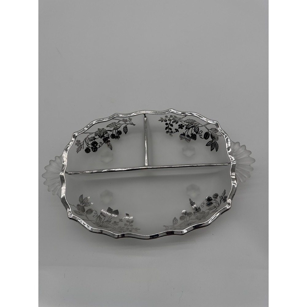 Silver City Glass Company Grape and Strawberry pattern. Serving tray 10x6